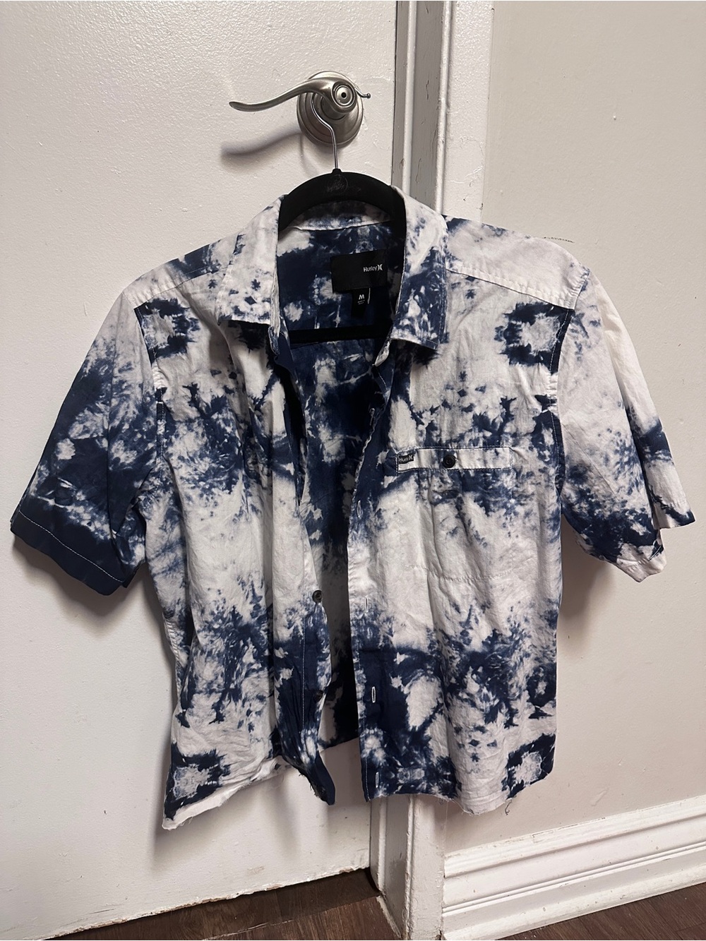 Hurley Tie-Dye Button-Down Shirt - Navy & White